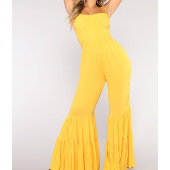 yellow jumpsuit fashion nova